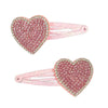 Pink Poppy | Pink Rhinestone Heart Hair Clips