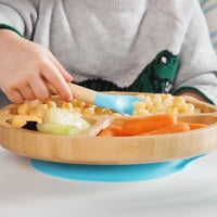 Avanchy - Bamboo Suction Toddler Plate + Spoon - Blue