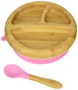 Avanchy | Bamboo Suction Toddler Plate & Spoon  Pink