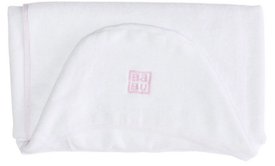 Babu | 100% Organic Cotton Terry Hooded Toddler Towel  White Pink Trim