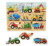 B. Toys | Wooden Peg Puzzle - Construction Vehicles