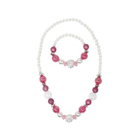Pink Poppy |Sparkly Pink and Pearl Necklace & Bracelet Set