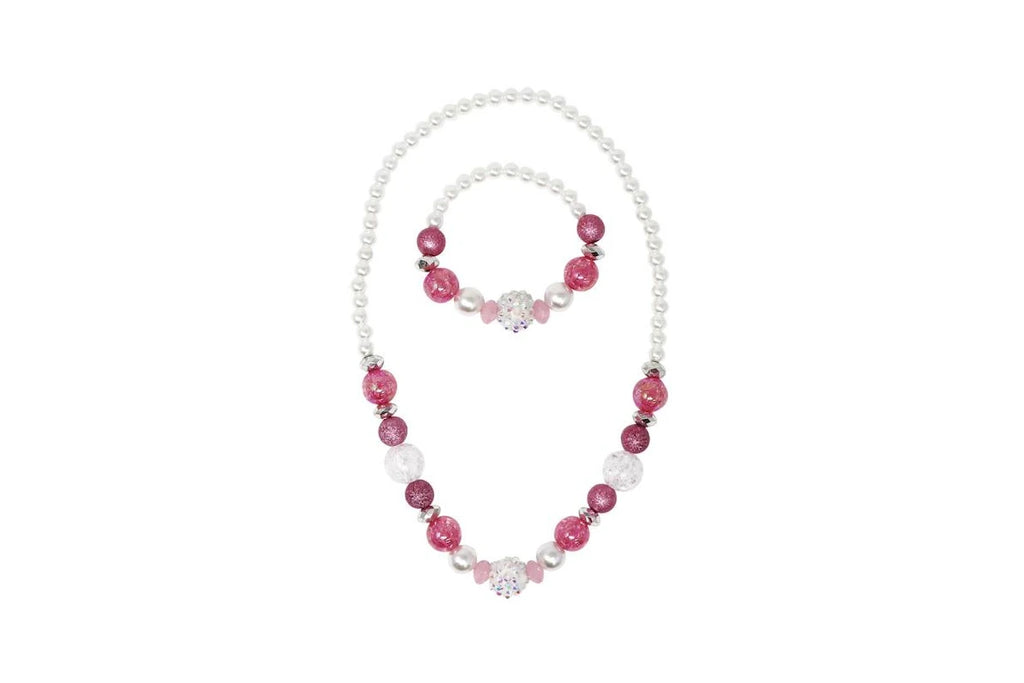 Pink Poppy |Sparkly Pink and Pearl Necklace & Bracelet Set