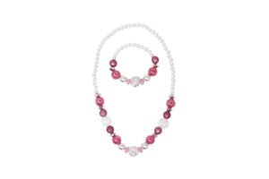 Pink Poppy |Sparkly Pink and Pearl Necklace & Bracelet Set