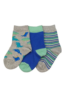 Columbine | Cute Dino’s Crew Cotton 3 Pair Pack Crew