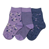 Columbine | Floral Crew Cotton 3 Pair Pack Crew