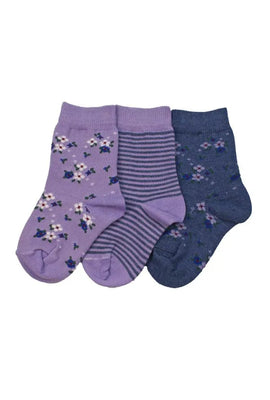 Columbine | Floral Crew Cotton 3 Pair Pack Crew