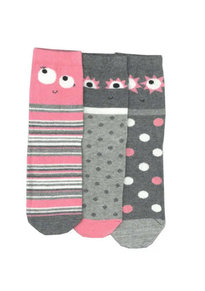 Columbine | Funny Eyes Cotton 3 Pair Pack Crew