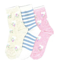 Columbine | Floral Heart Cotton 3 Pair Pack Crew