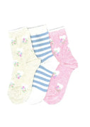 Columbine | Floral Heart Cotton 3 Pair Pack Crew
