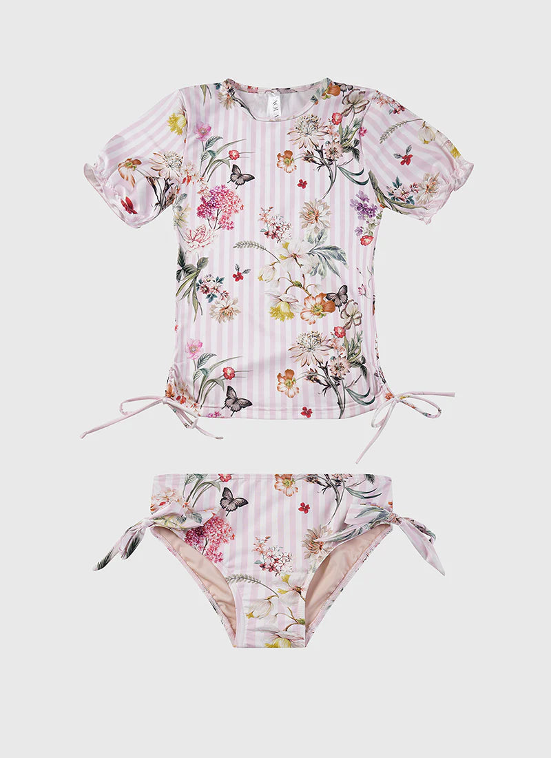 Aqua Blu | Short Sleeve Rash Vest Set Flutter