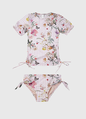 Aqua Blu | Short Sleeve Rash Vest Set Flutter