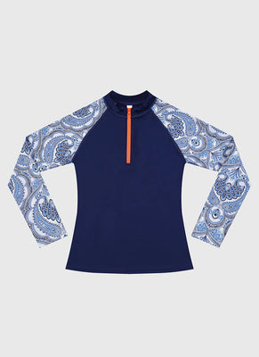 Aqua Blu | Baroque Long Sleeve Rash Vest