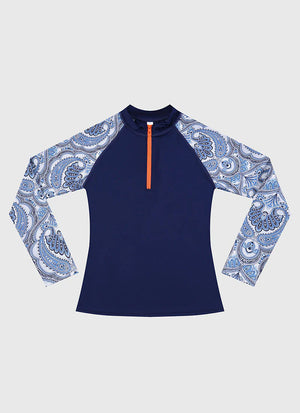 Aqua Blu | Baroque Long Sleeve Rash Vest