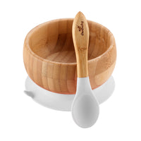 Avanchy | Bamboo Suction Baby Bowl & Spoon White