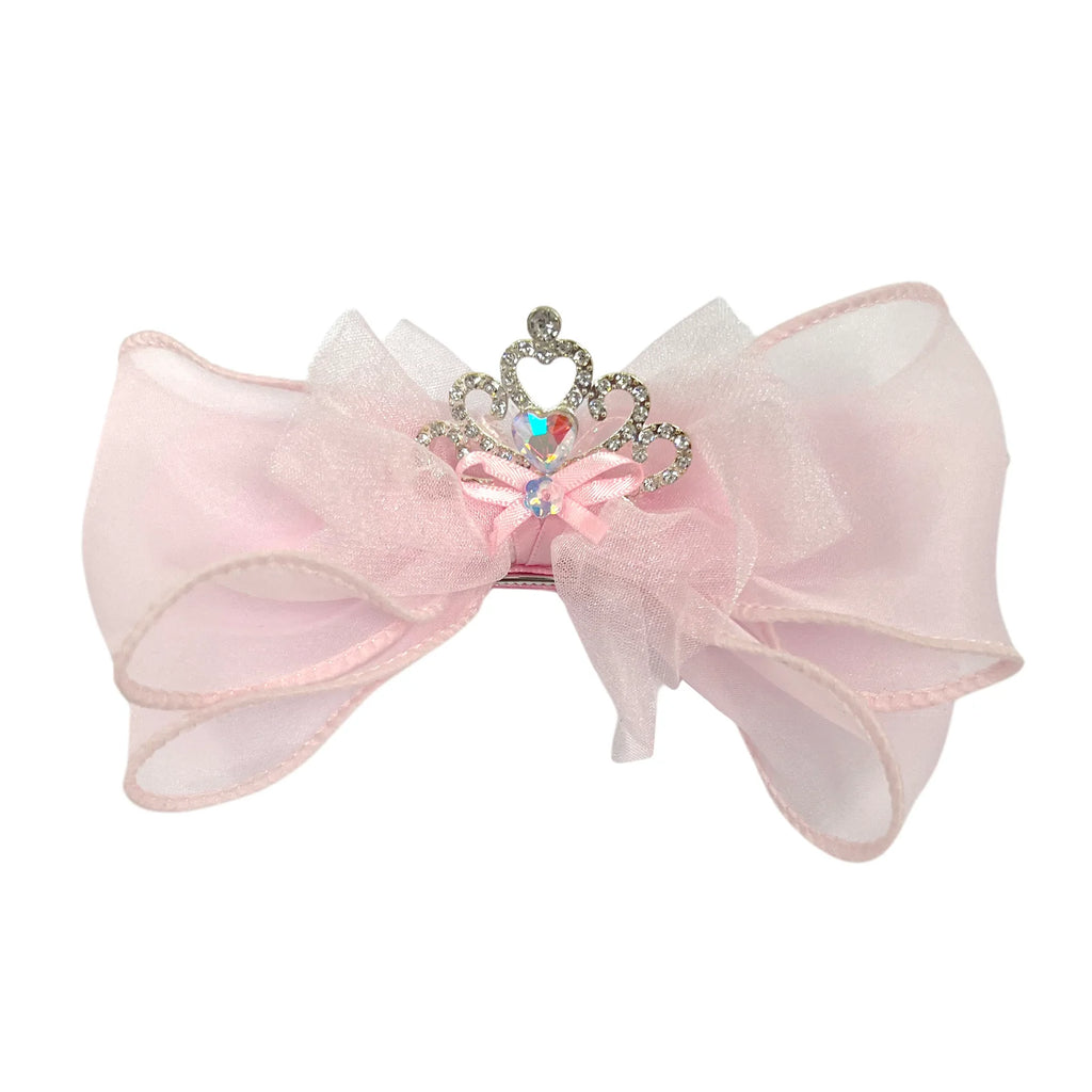 Pink Poppy | Rhinestone Crown Bow Hair Clip