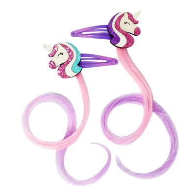 Pink Poppy | Unicorn Hair Clips with Hair Extensions