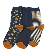 Columbine | Cotton Crew 3 Pk - Navy Floral