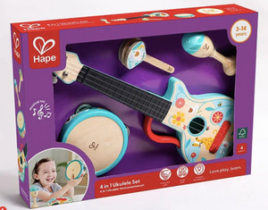 Hape | 4 in 1 Percussion Set w Ukulele