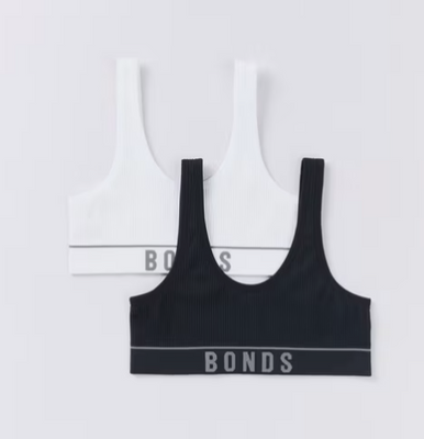 Bonds | Retro Rib Crop 2 Pk - Black / White