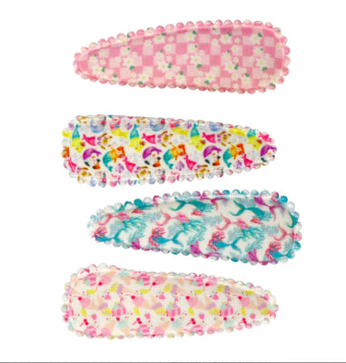 Pink Poppy | Pattern Fabric Hairclips (4pk)