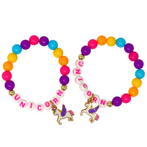 Pink Poppy | Unicorn Rainbow Pearl Bracelet Set