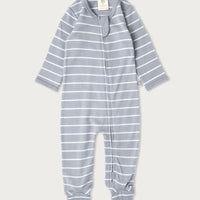 Babu | Merino Footed All in One - Periwinkle Stripe