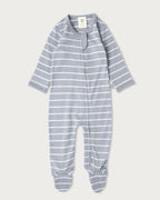 Babu | Merino Footed All in One Periwinkle Stripe