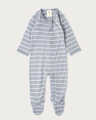 Babu | Merino Footed All in One - Periwinkle Stripe
