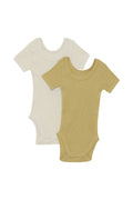 Bonds | Organic Rib S.S. Bodysuits 2 Pack Olive and Mascarpone