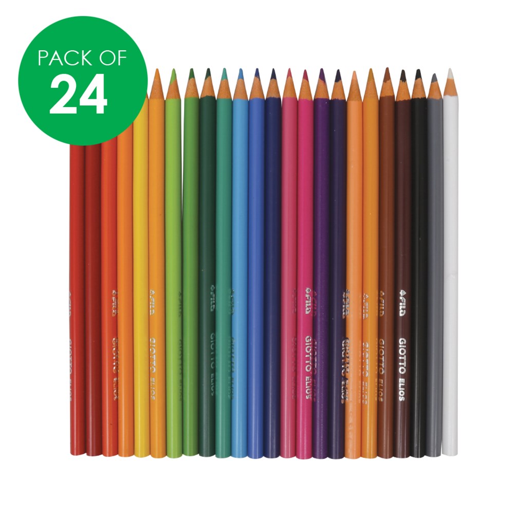 Crayons De Couleur Giotto Elios Woodfree - Lot De 24, Mine Triple Sans Bois, Diamètre 3.3 Mm - 8
