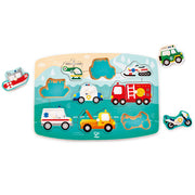 Hape | Peg Puzzle Emergency Vehicles 10 pcs