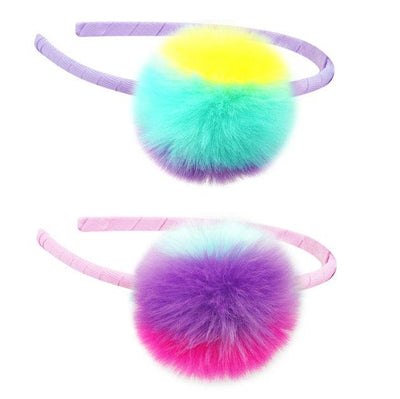 Pink Poppy - Fluffy Multi Coloured Pom Pom Headband