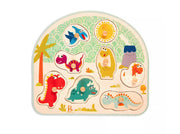 B.Toys - Wooden Peg Puzzle - Stomping Dinos - 8pc