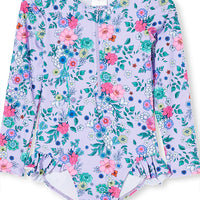 Milky Clothing - Lilac Floral L/S Swimsuit (2-7 years)