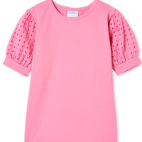 Milky Clothing - Broderie Sleeve Tee Pink