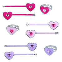 Pink Poppy - Sweetpea Heart Hairpins With Ring