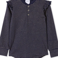 Milky Clothing - Navy Stripe Henley(8-12 years)