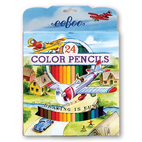 eeBoo - 24 Coloured Pencils - Red Airplane