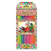eeBoo - 12 Fluorescent Coloured Pencils - Victorian Birds