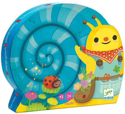 Djeco - Silhouette Puzzle - Snail Goes Plant Picking 24pc