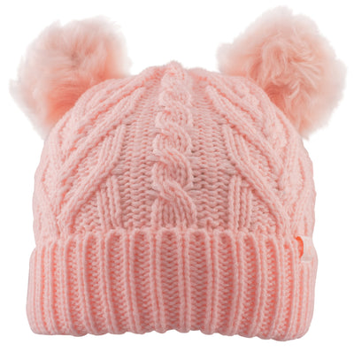 Girls Double Fur Pom Pom Beanie