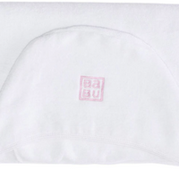 Babu - 100% Organic Cotton Terry Hooded Toddler Towel - White Pink Trim