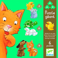 Djeco - Giant Puzzle - Misty Grey & Friends - 6 Puzzles