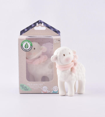 Tikiri - Lila Lamb Rubber Toy ORGANIC - 12cm