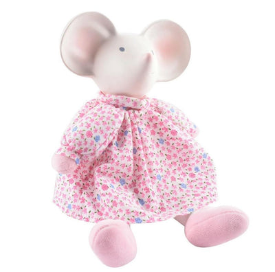 Tikiri - Meiya the Mouse Rubber Head Teether Toy in Floral Pink Dress