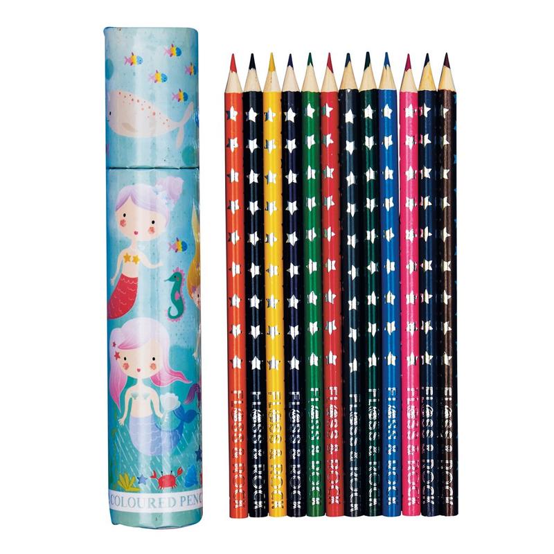 Floss & Rock - Tube Of 12 Coloured Pencils - Mermaids