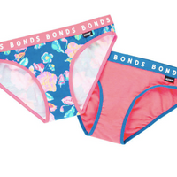 BONDS - Girls Hipster Bikini 2pk - Chillin Floral Calypso Green