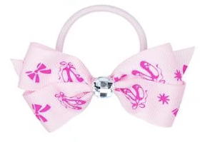 Pink Poppy - Ballet Print Ribbon Bow Hair Elastic