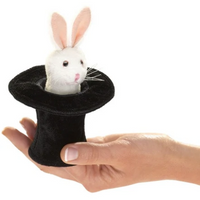 Folkmanis Puppet | Mini Rabbit in Hat Finger Puppet